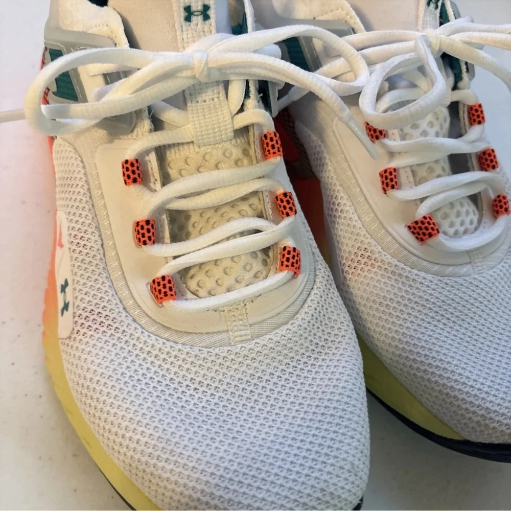 Under Armour White Teal Coral Gradient Athletic Shoes